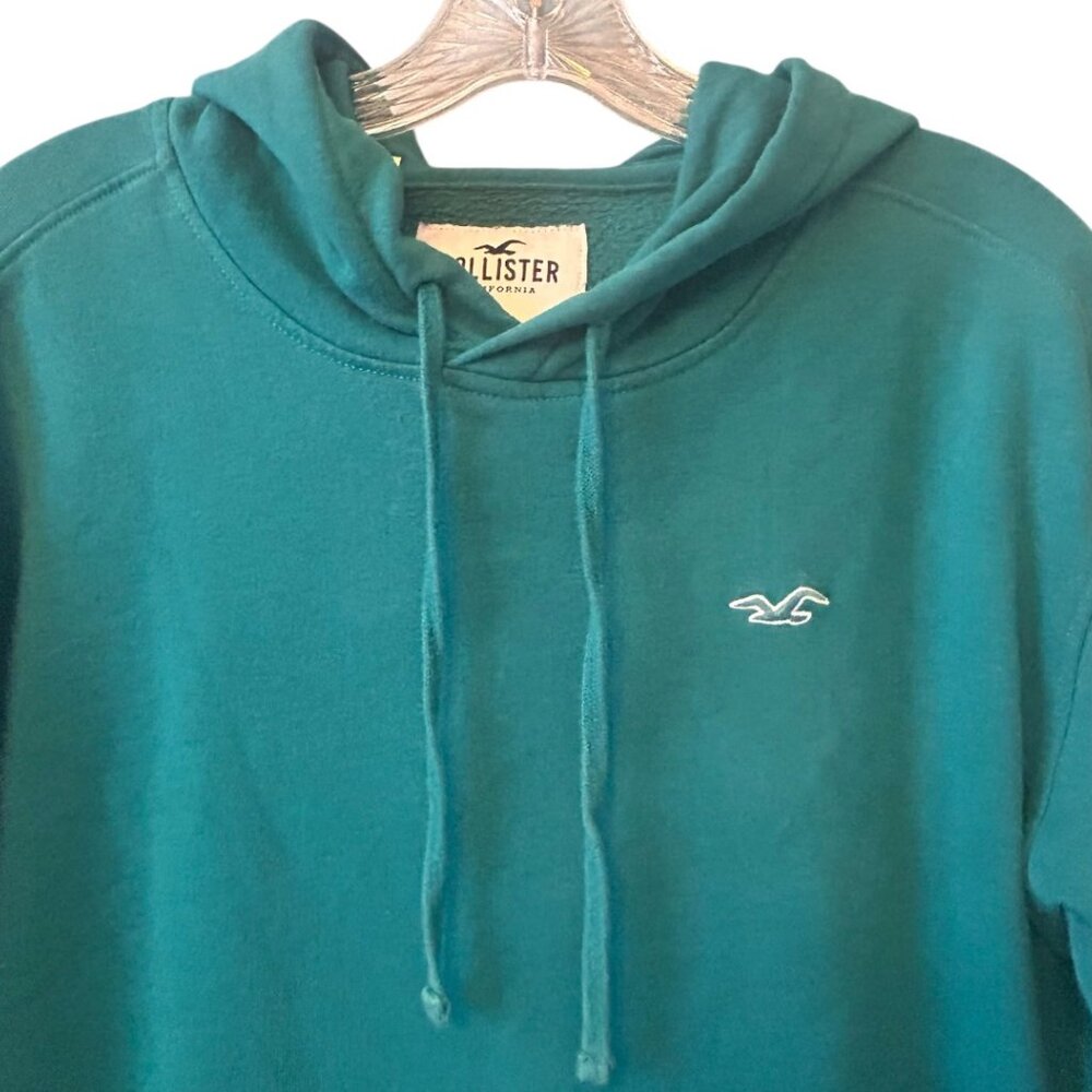 Hollister Teal Green Pullover Hoodie Logo Sweatshirt SZ Small - Picture 3 of 6